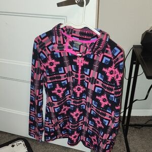 Eddie Bauer Black Pink Blue Geometric Half-Zip Hoodie
